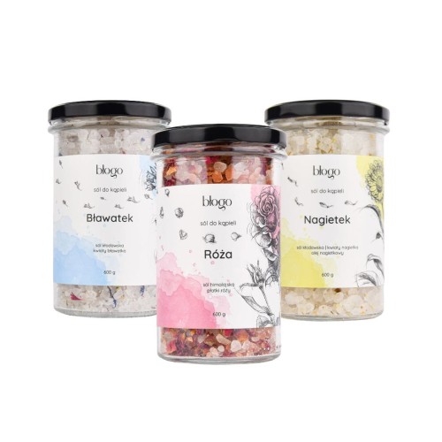 Zestaw soli do kąpieli Bławatek Róża Nagietek