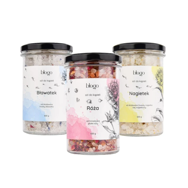 Zestaw soli do kąpieli Bławatek Róża Nagietek
